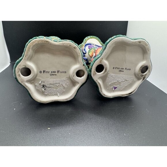 FITZ & FLOYD Classics Pair of 8 1/2” Candlestick Holder in Florentine Fruit - Picture 3 of 4